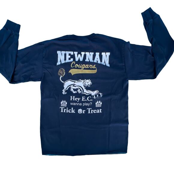 Gildan Long Sleeve Newnan Cougars Tee Shirt Top Sze Medium Dark Blue 100% Cotton - Picture 2 of 11